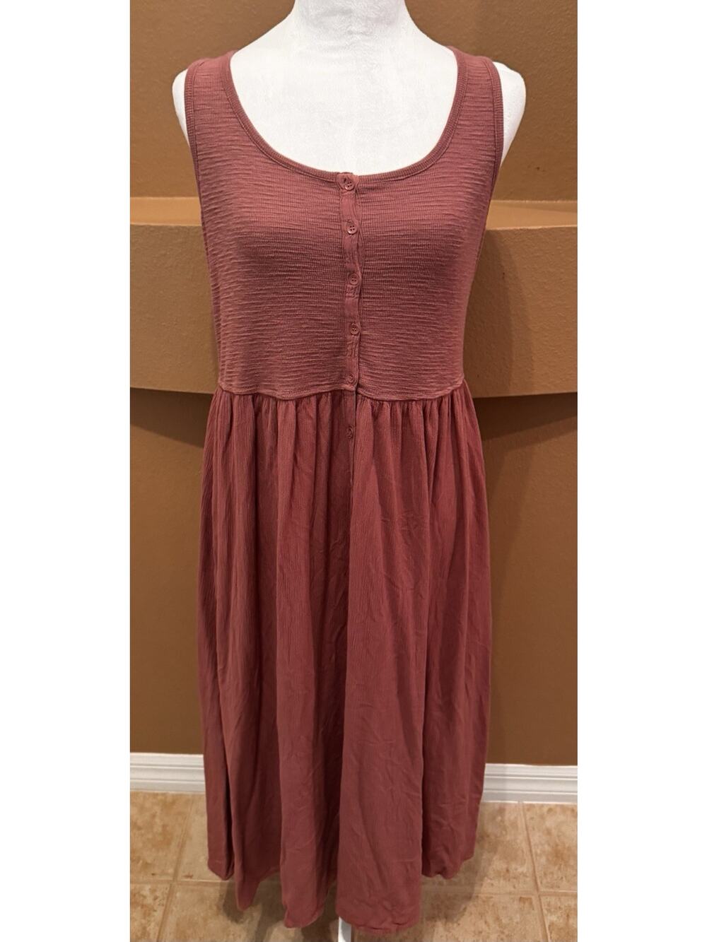 FRYE Sleeveless Button-Up Midi Dress in Rose Pink, Size S